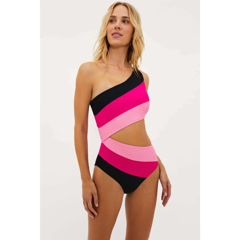 BEACHRIOT Women's Joyce One Piece Amour Color Block Swimsuit Size M NWT